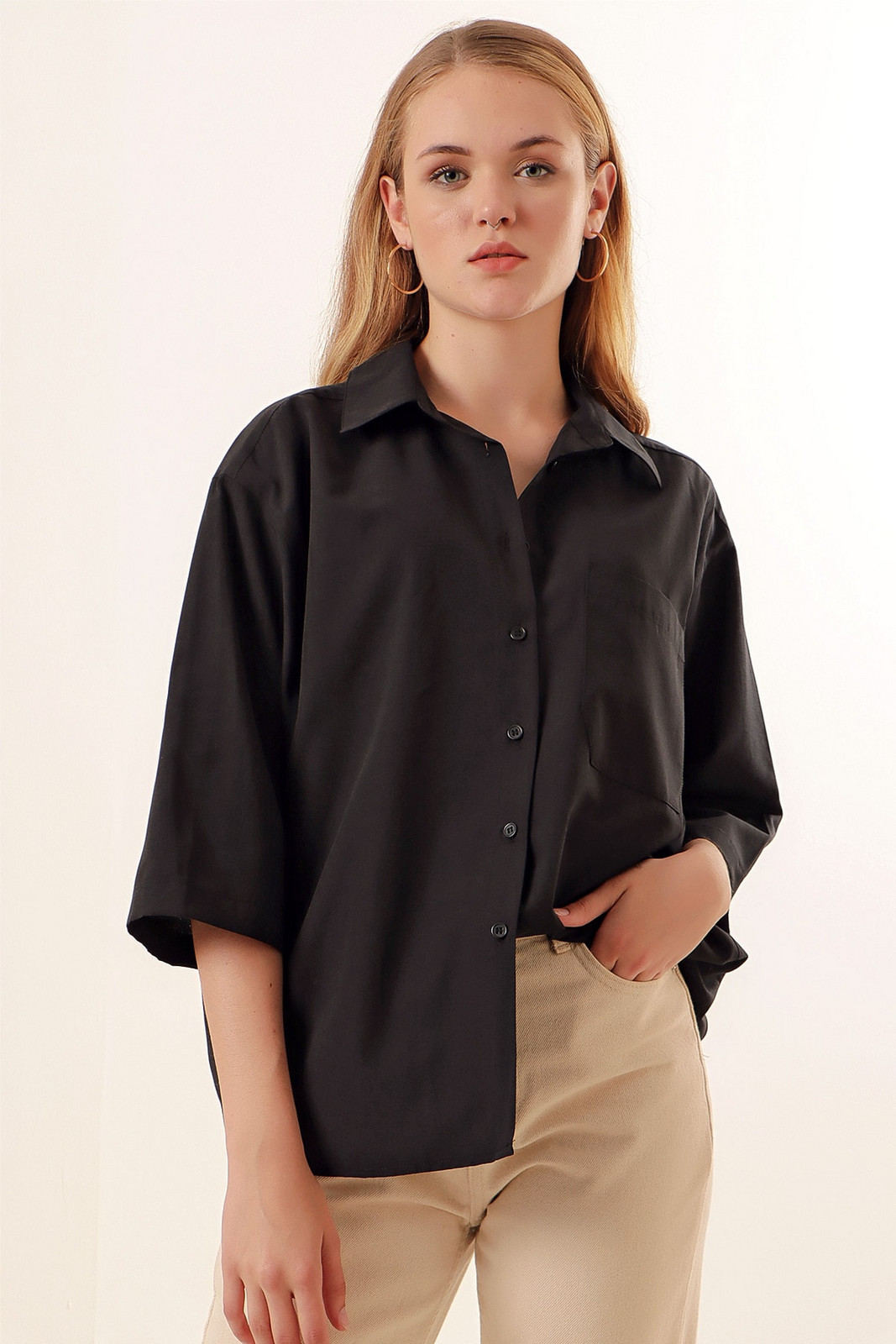 Bigdart 20124 Oversize Pocket Shirt - Black