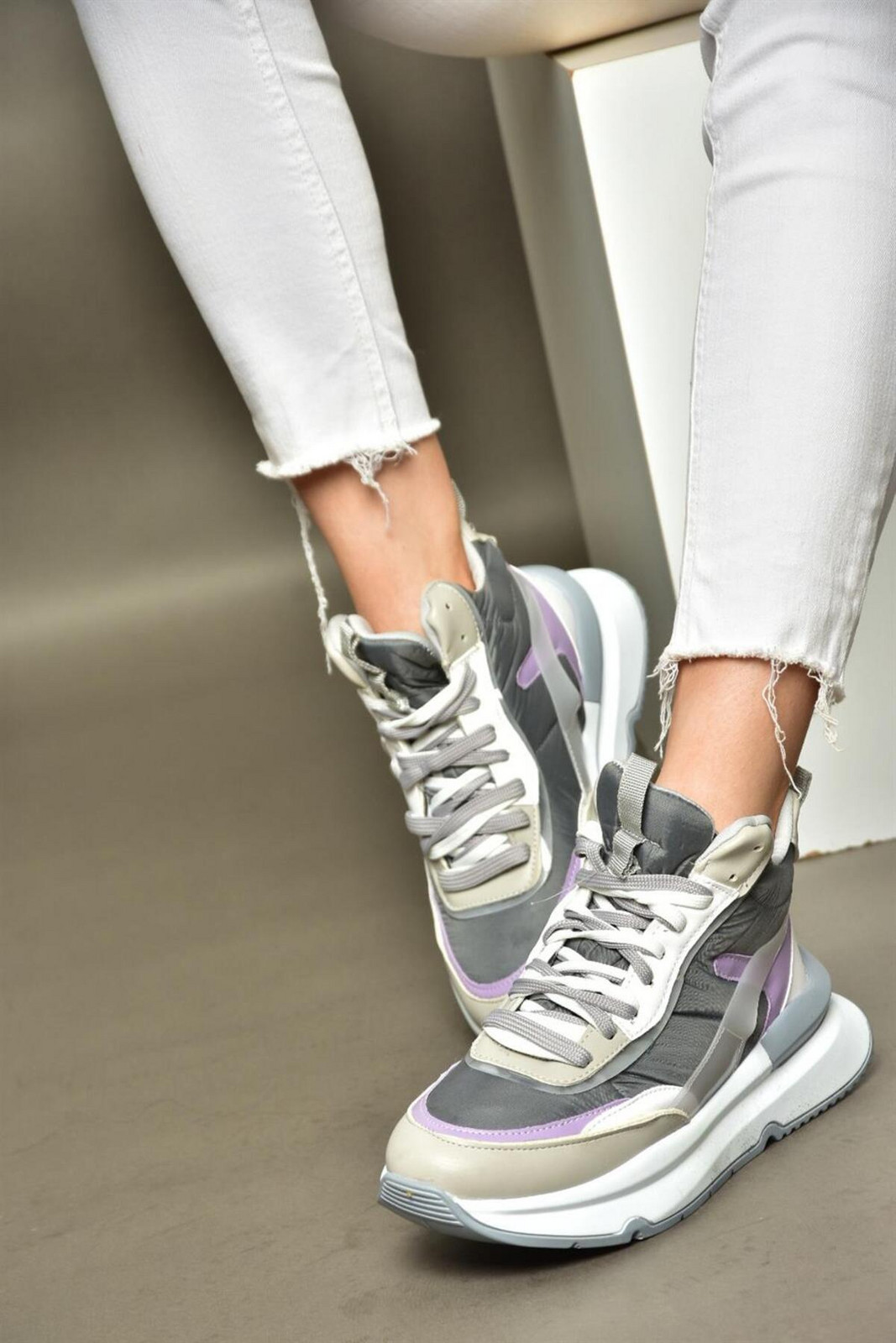 Topánky Fox R973116004 Grey/Lila Tenisky s hrubou podrážkou Tenisky