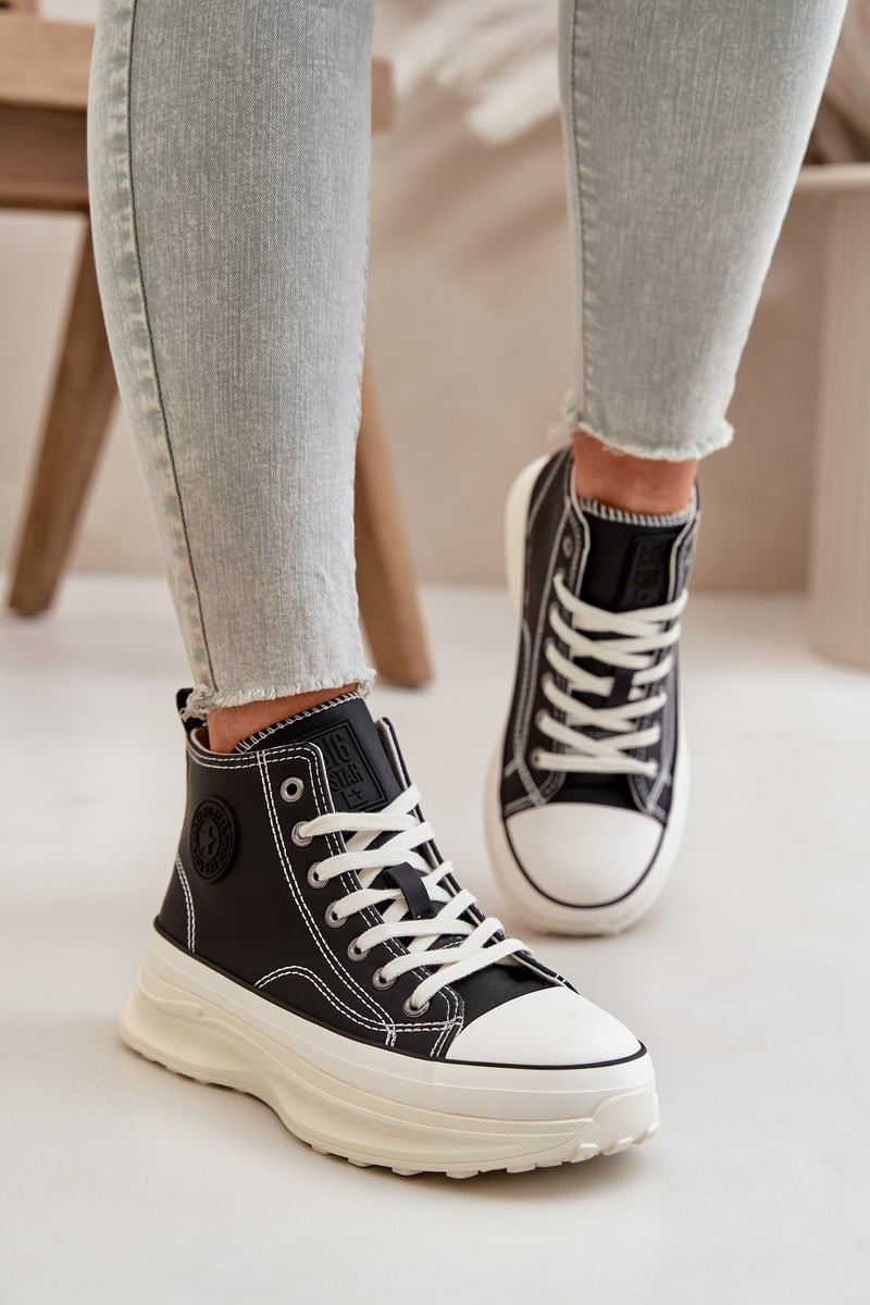Women's platform sneakers eco leather Big Star black