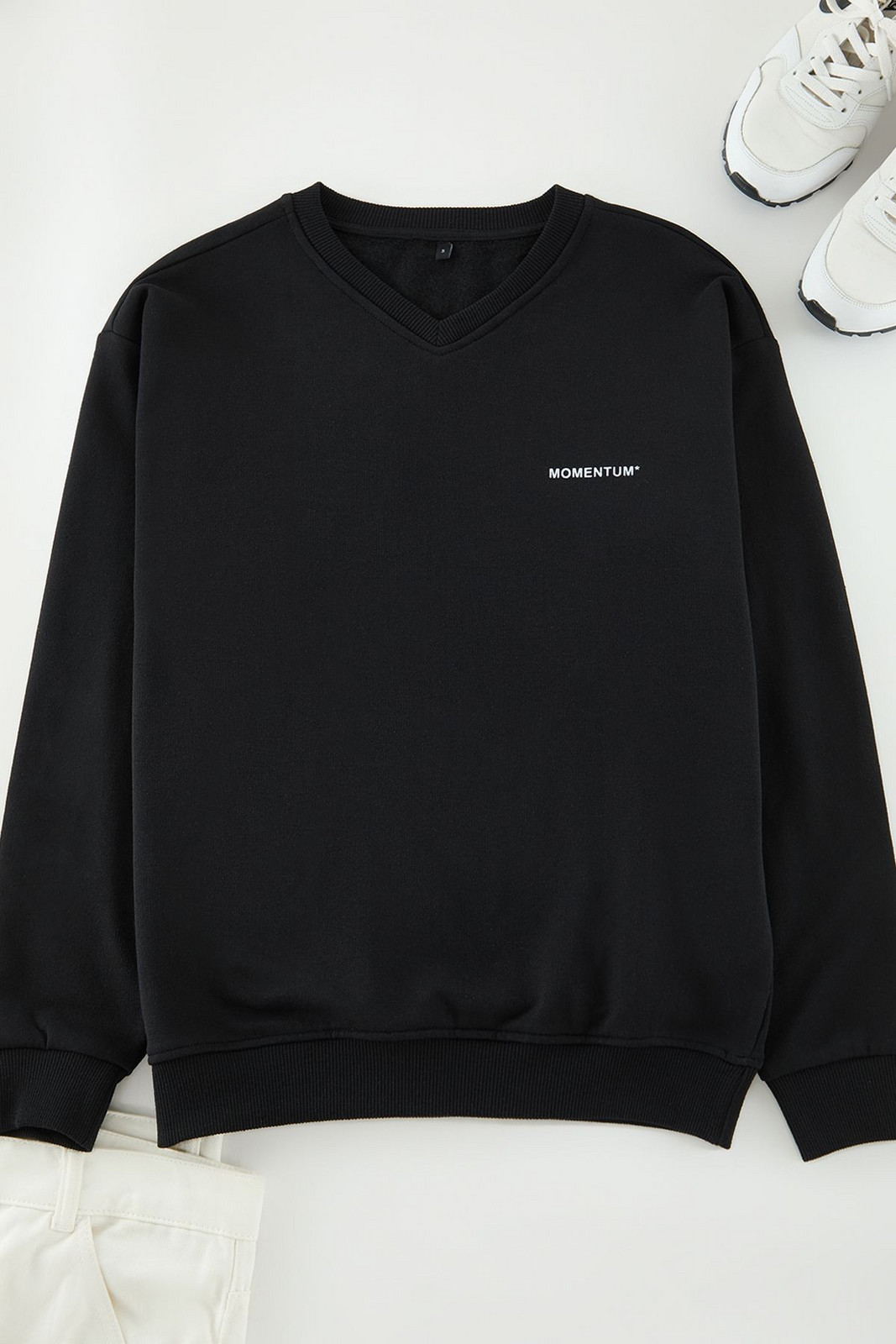 Trendyol Black Unisex Oversize/Wide Cut Fleece Sweatshirt