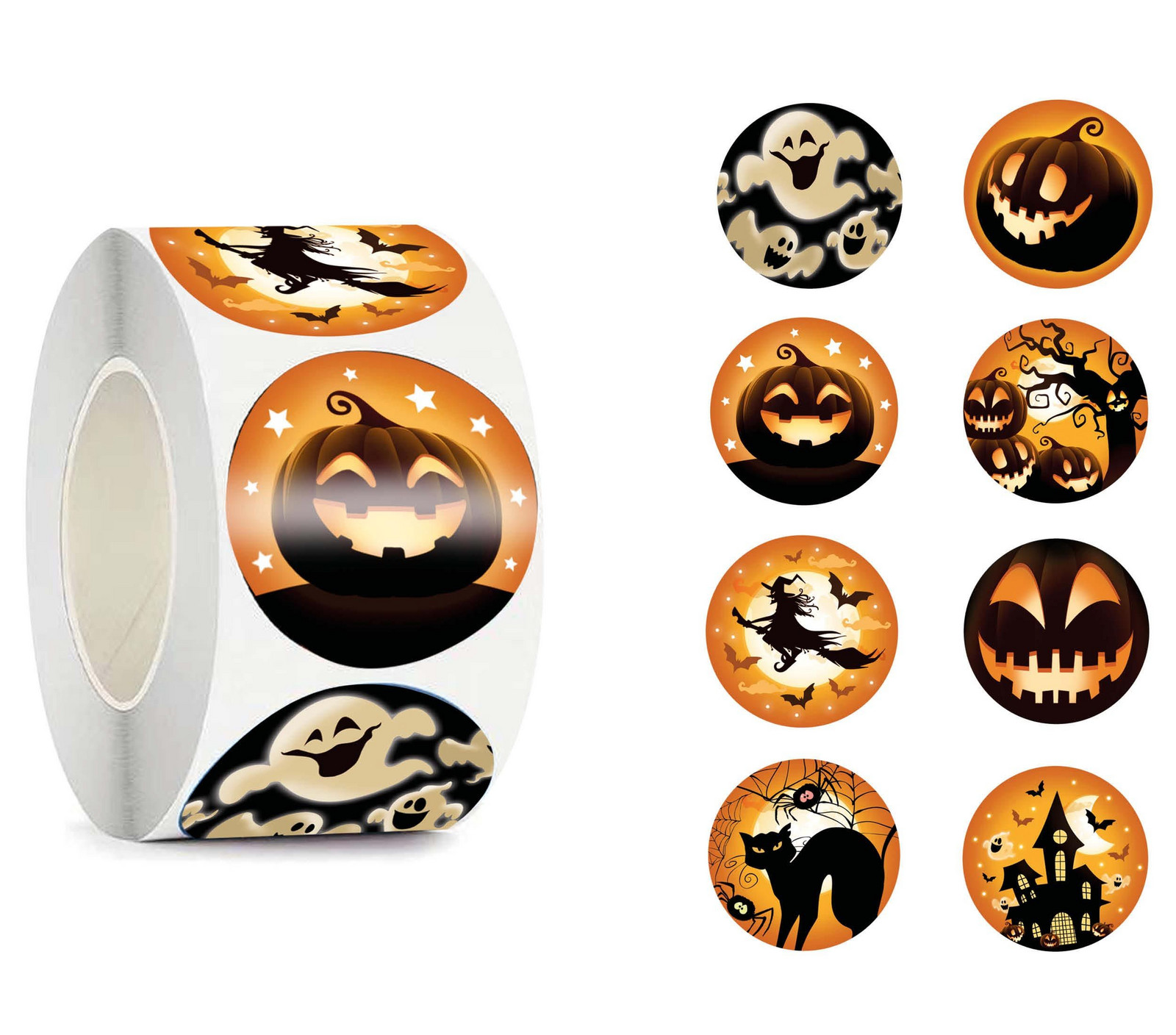 Guirca Okrúhle nálepky - Halloween 200 ks
