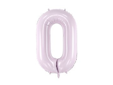 PartyDeco Fóliový balón narodeninové číslo 0 svetlofialový 72 cm