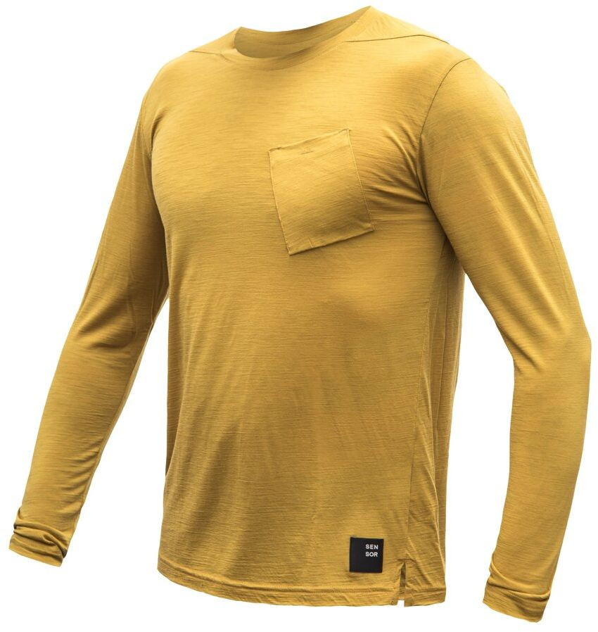 SENSOR MERINO AIR traveller pánske tričko dl.rukáv mustard Veľkosť: S
