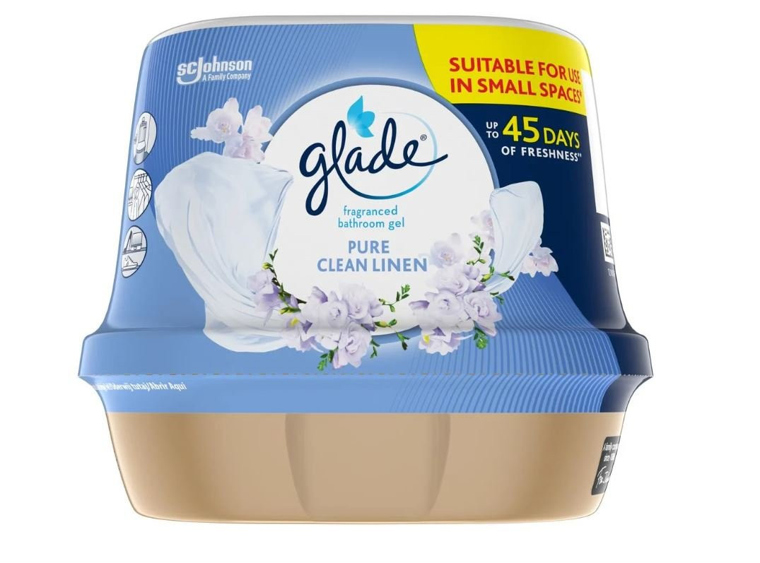 GLADE Clean Linen vonný gél do kúpeľne 180 g