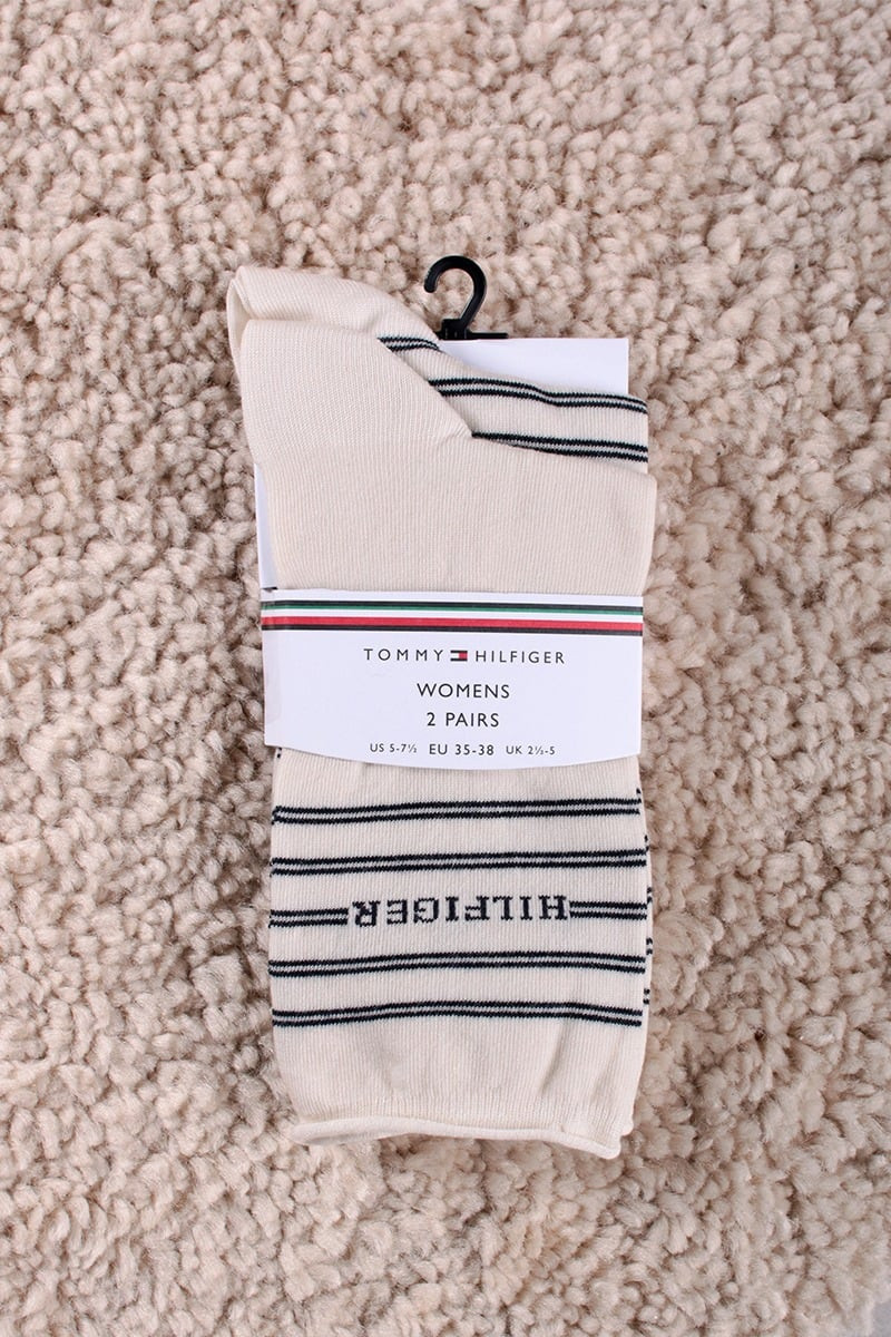 Smotanové vzorované ponožky Logo Stripe - dvojbalenie