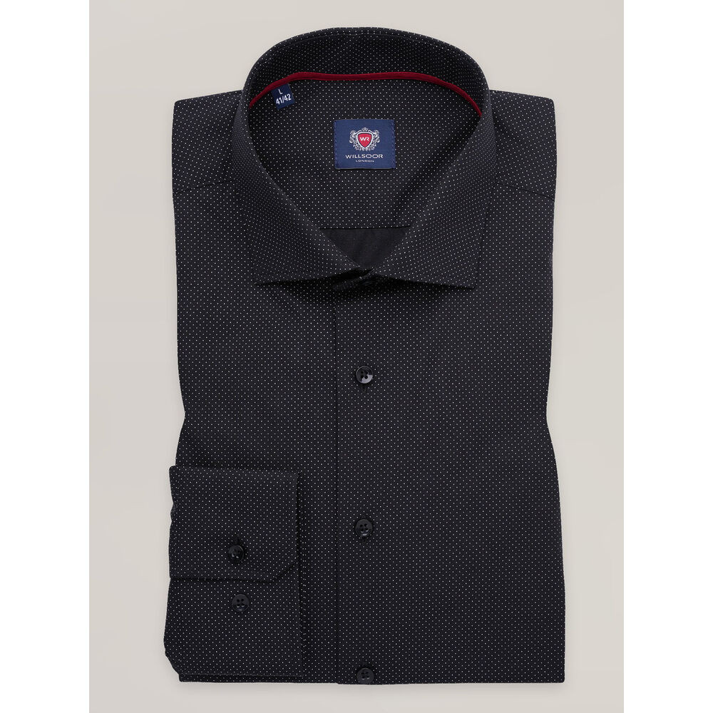 Pánska košeľa slim fit čierna s bielymi bodkami 17591