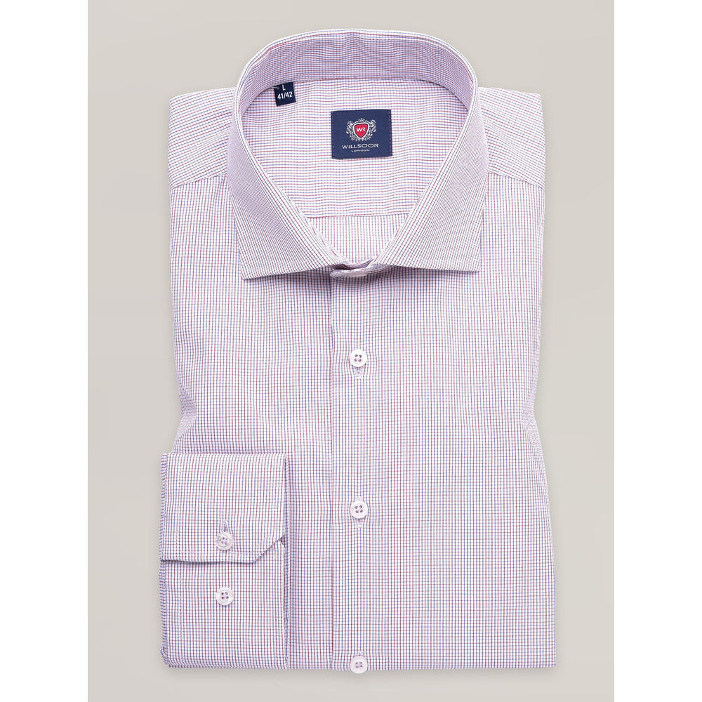 Pánska košeľa slim fit biela s farebným kockovaným vzorom 17593