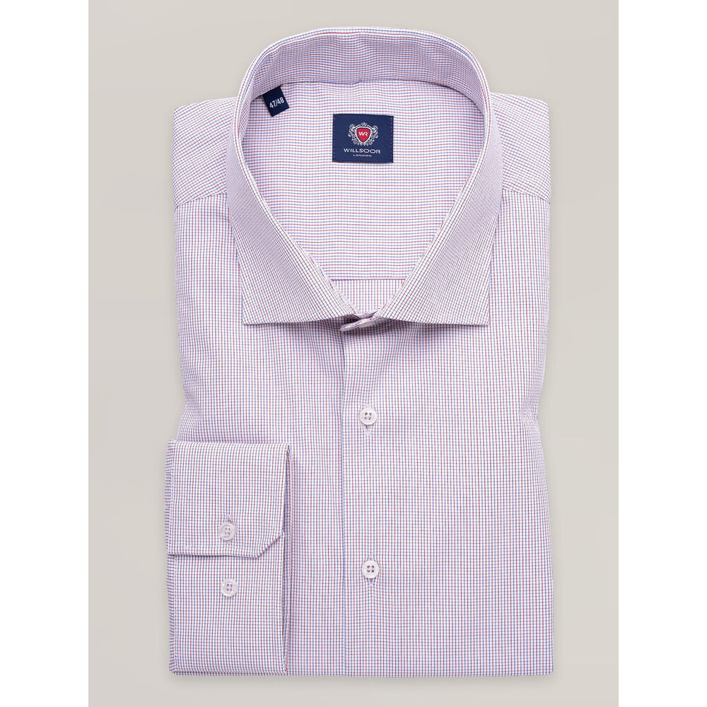 Pánska klasická biela košeľa s farebnými kockami 17597