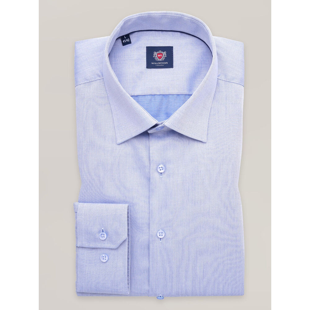 Pánska predĺžená košeľa slim fit svetlomodrá s hladkým vzorom 17600