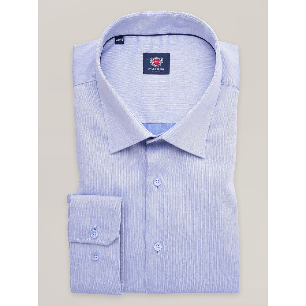 Pánska klasická košeľa svetlomodrej farby s hladkým vzorom 17602