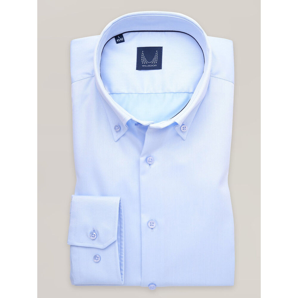 Pánska košeľa slim fit svetlomodrá s hladkým vzorom 17603