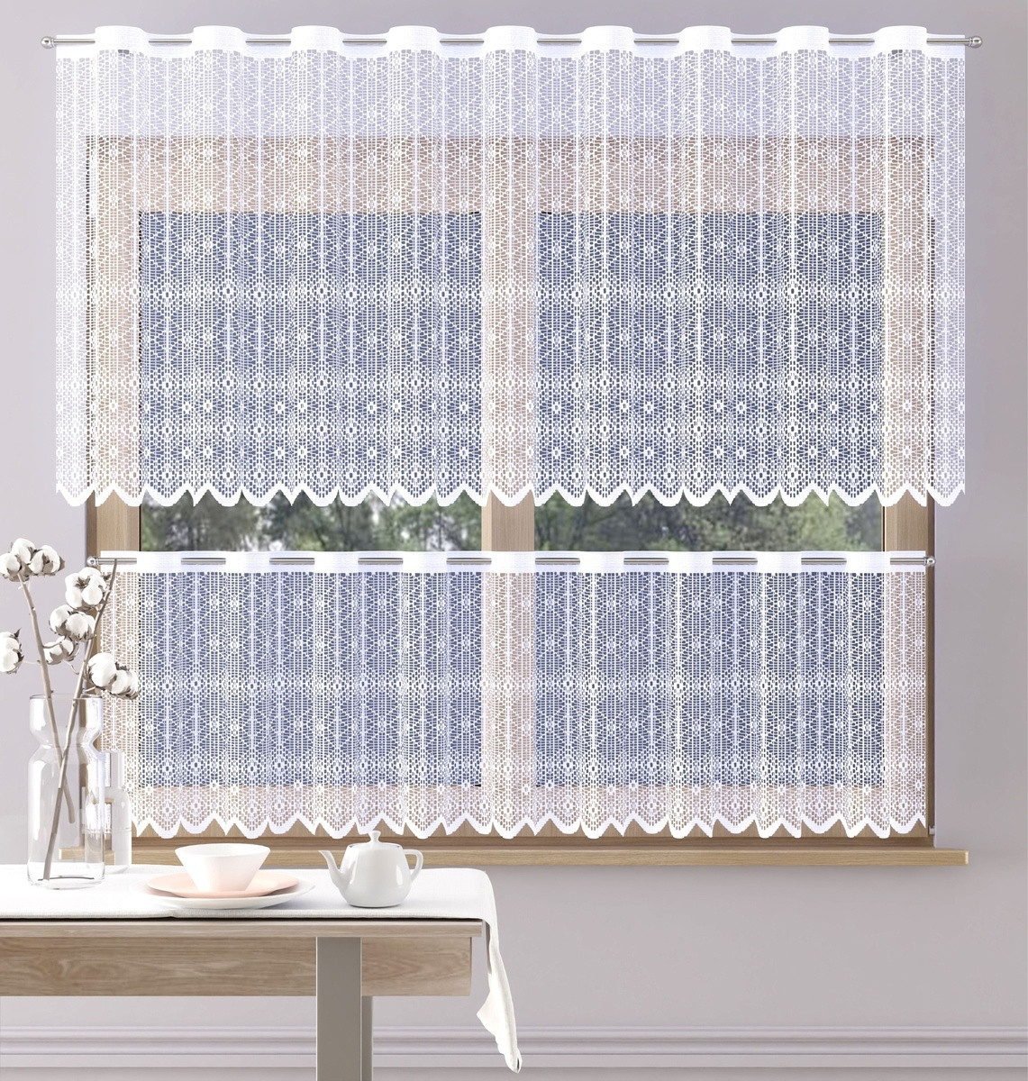 Záclona žakárová, Mia vitrážka metráž, biela 80 cm