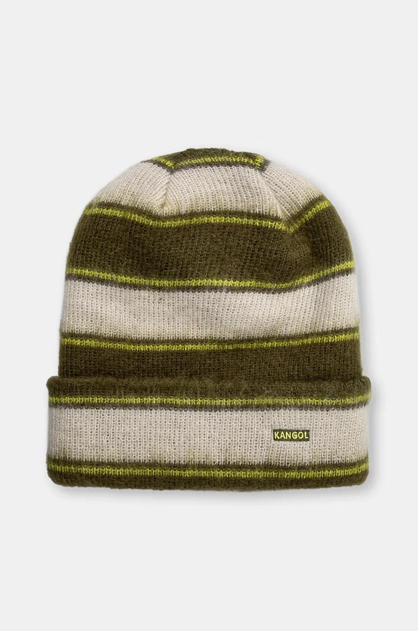 Čiapka Kangol FUZZY STRIPE zelená farba, z hrubej pleteniny, K3725.SK301