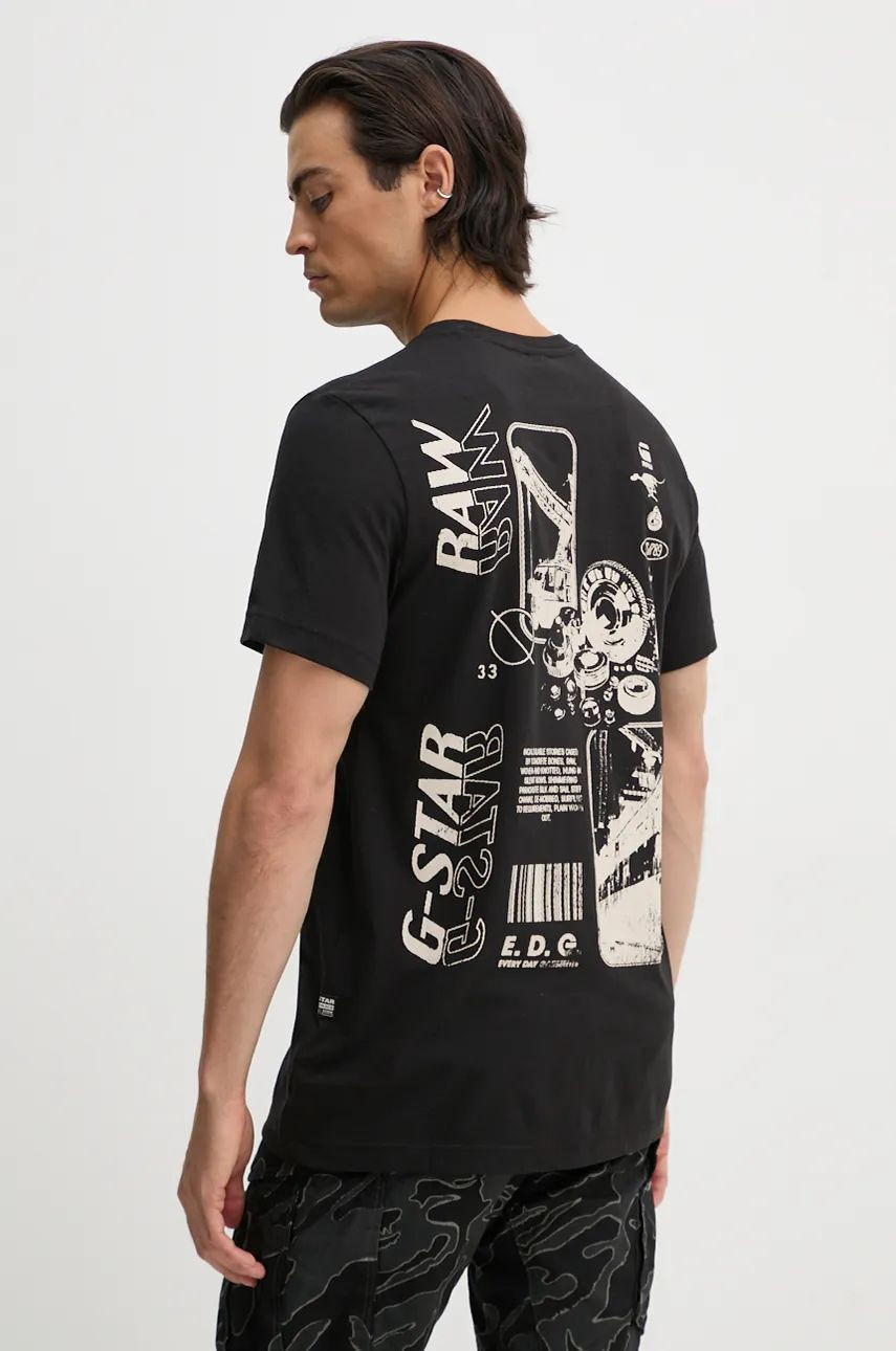 Bavlnené tričko G-Star Raw pánske, čierna farba, s potlačou, D25088-336