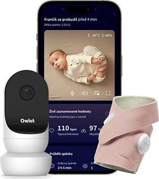 Owlet Dream Sock 0 – 18 mesiacov (Matne ružová) a kamera Owlet Cam 2