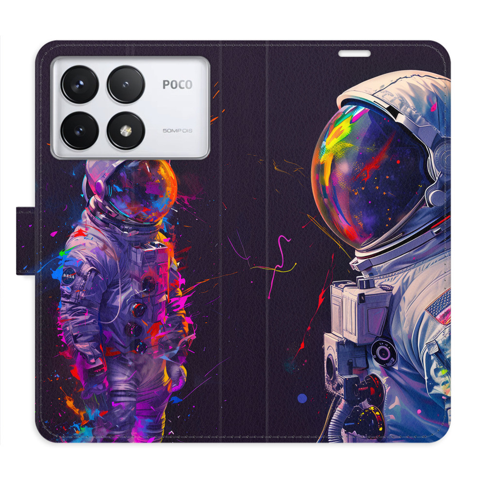 Flipové puzdro iSaprio - Neon Astronaut 02 - Poco F6 Pro