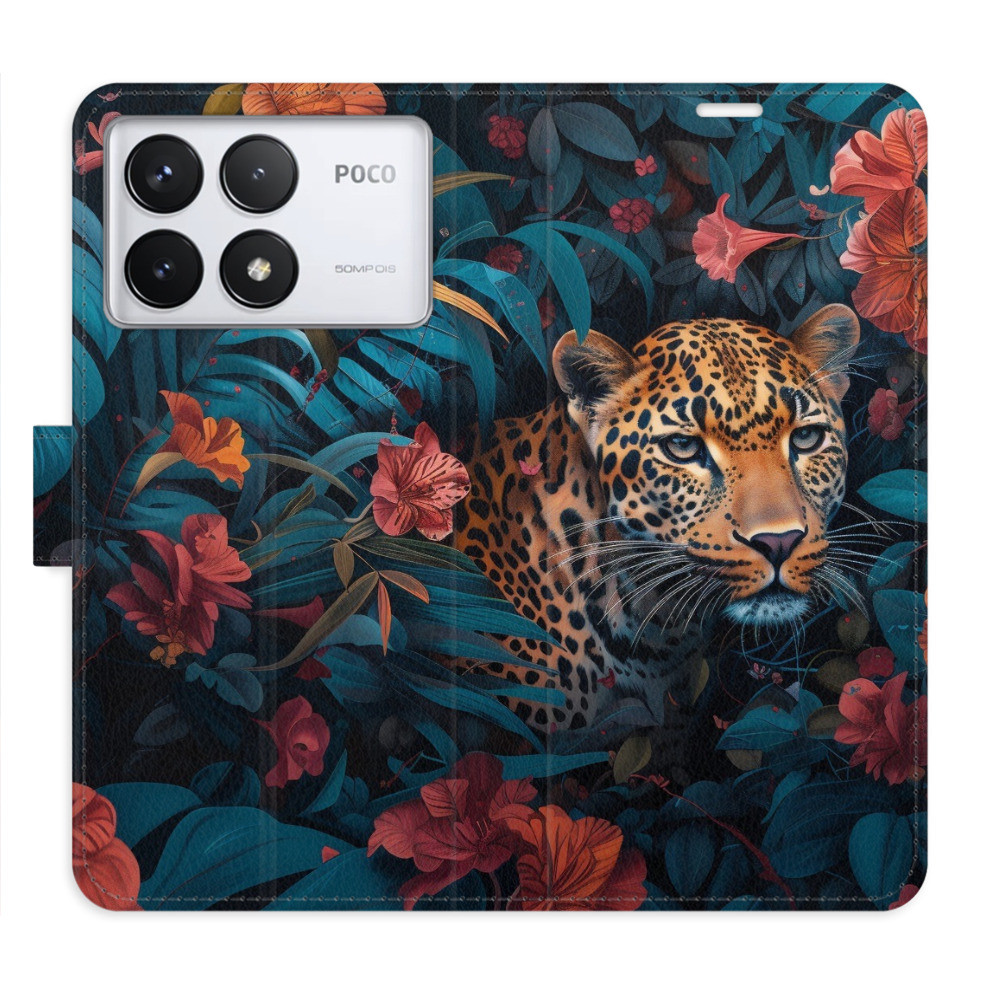 Flipové puzdro iSaprio - Flower Jaguar 02 - Poco F6 Pro