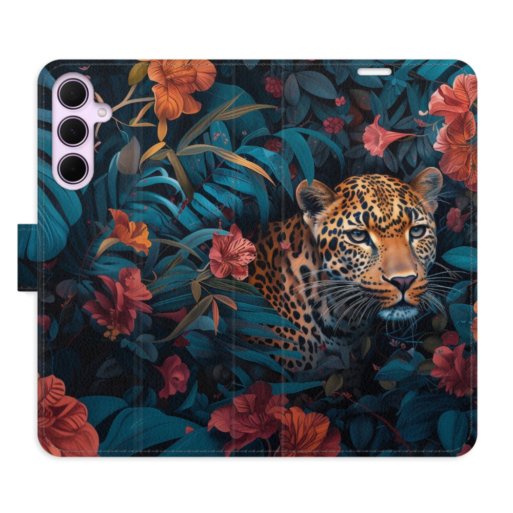 Flipové puzdro iSaprio - Flower Jaguar 02 - Samsung Galaxy A35 5G