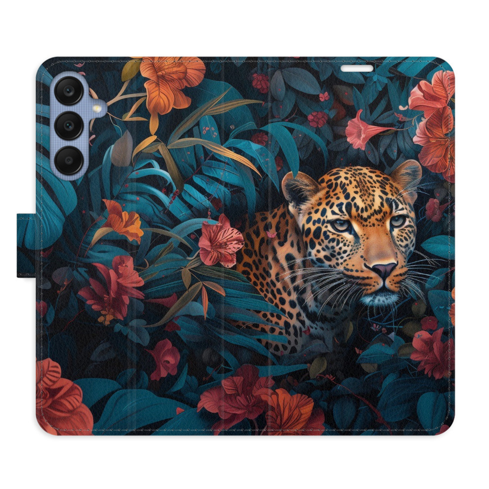 Flipové puzdro iSaprio - Flower Jaguar 02 - Samsung Galaxy A25 5G
