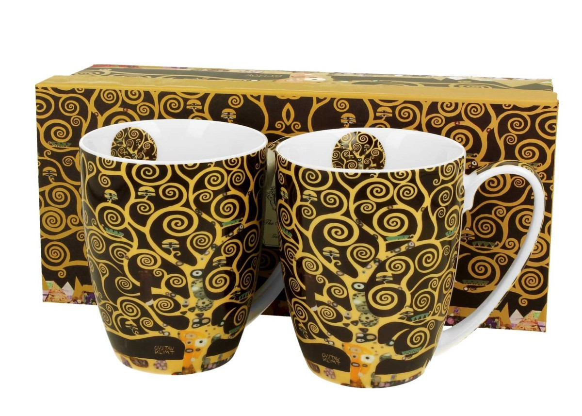 Sada 2 ks porcelánových hrnků Klimt THE TREE OF LIFE 350 ml hnědá