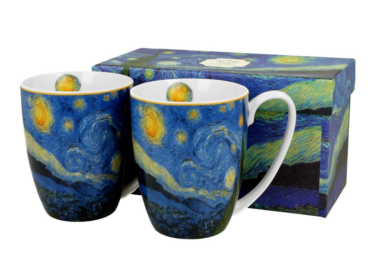 Sada 2 ks porcelánových hrnků Van Gogh STARRY NIGHT 350 ml modrá