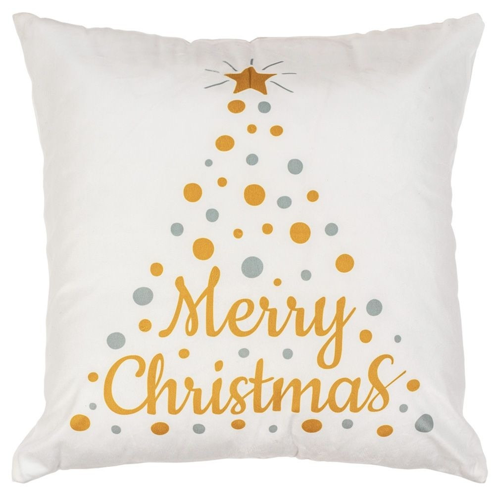 Vánoční 3D povlak na polštář Merry Christmas I. 45x45 cm bílý