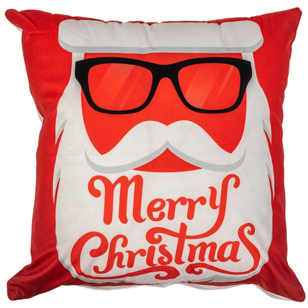 Vánoční 3D povlak na polštář Merry Christmas Santa 45x45 cm bílý/červený