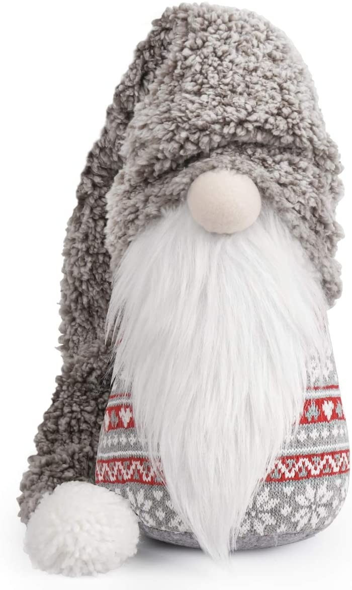 Vánoční skřítek ELF 044 - 72 cm šedý/bílý/červený