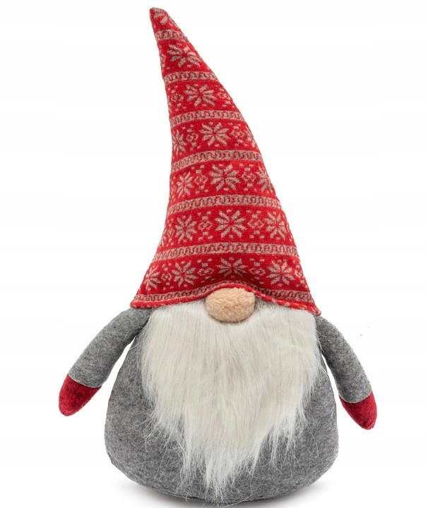 Vánoční skřítek ELF 019 - 50 cm červený/šedý