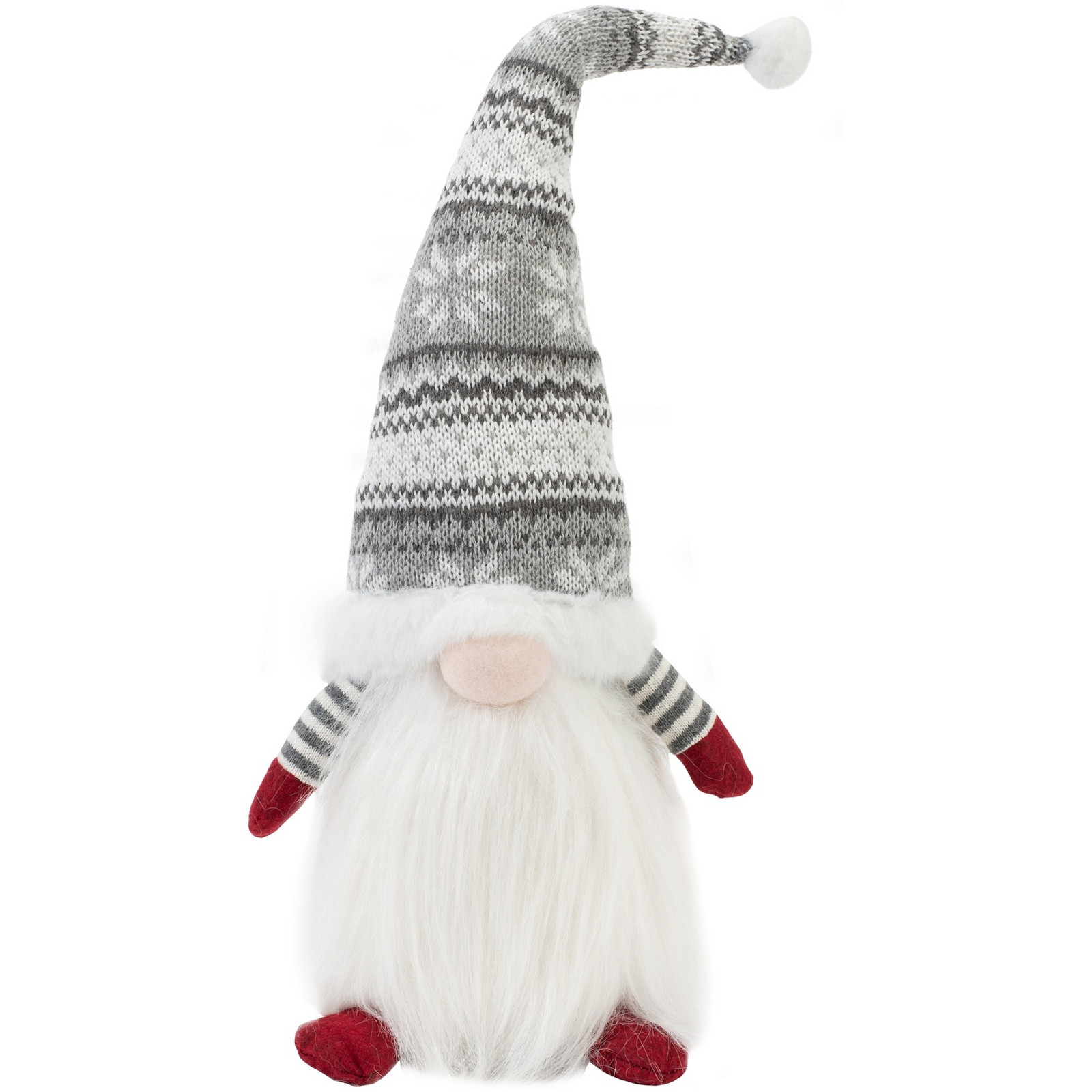 Vánoční skřítek ELF 0623 - 48 cm šedý/bílý