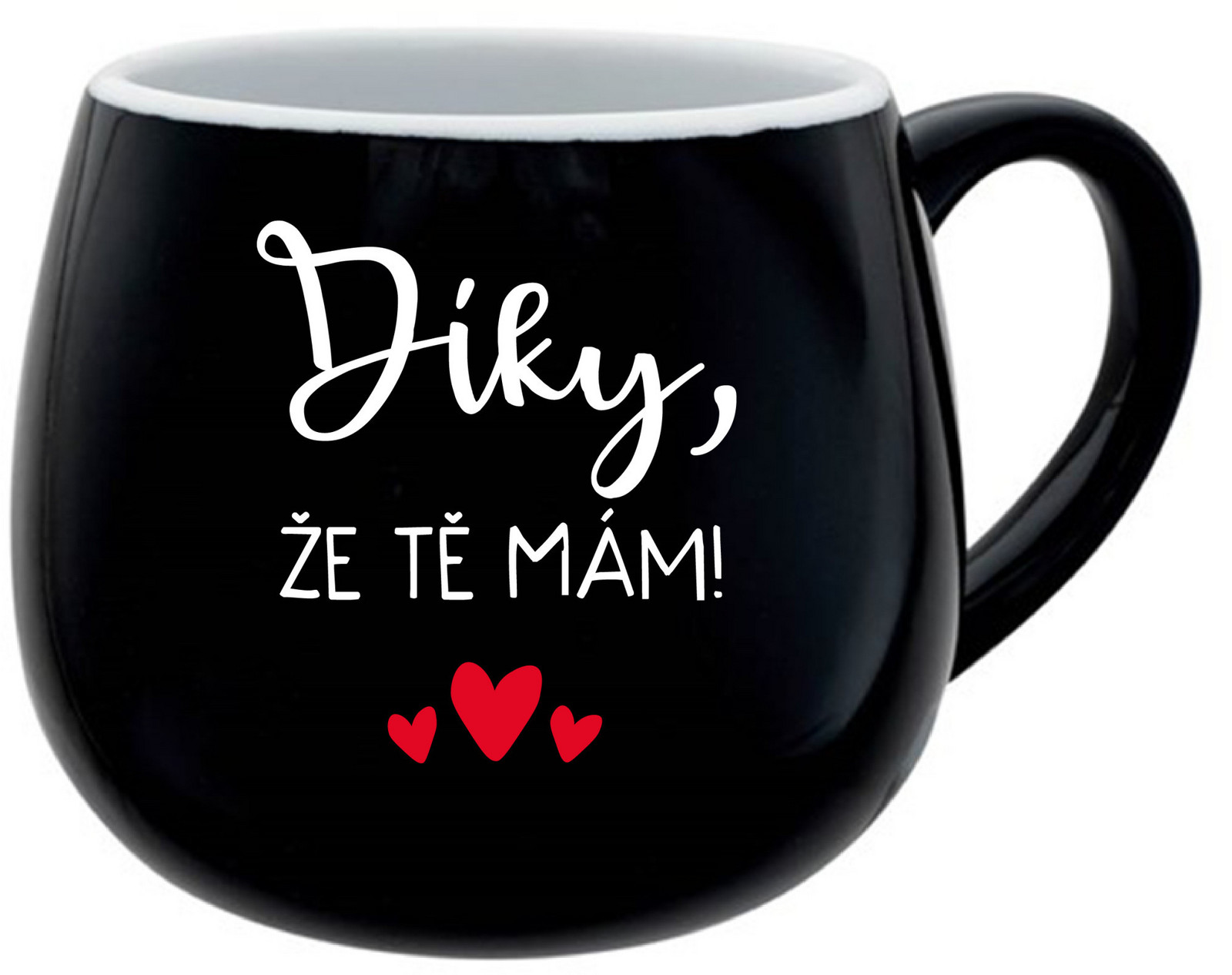 ĎAKUJEM, ŽE ŤA MÁM! - čierny keramický hrnček 300 ml