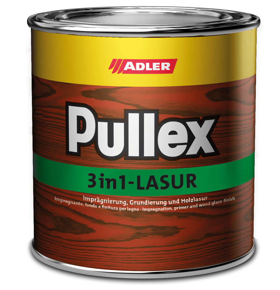 ADLER PULLEX 3in1-LASUR - Olejová lazúra s impregnáciou a ochranou voči škodcom na drevenice zákazkové miešanie odtieňa, 2,5 L