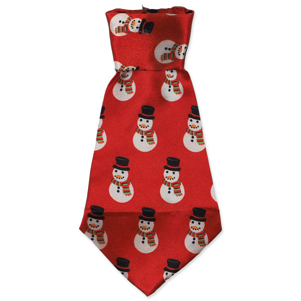 Dog Fantasy Kravata pre psa so snehuliakmi M/L červená