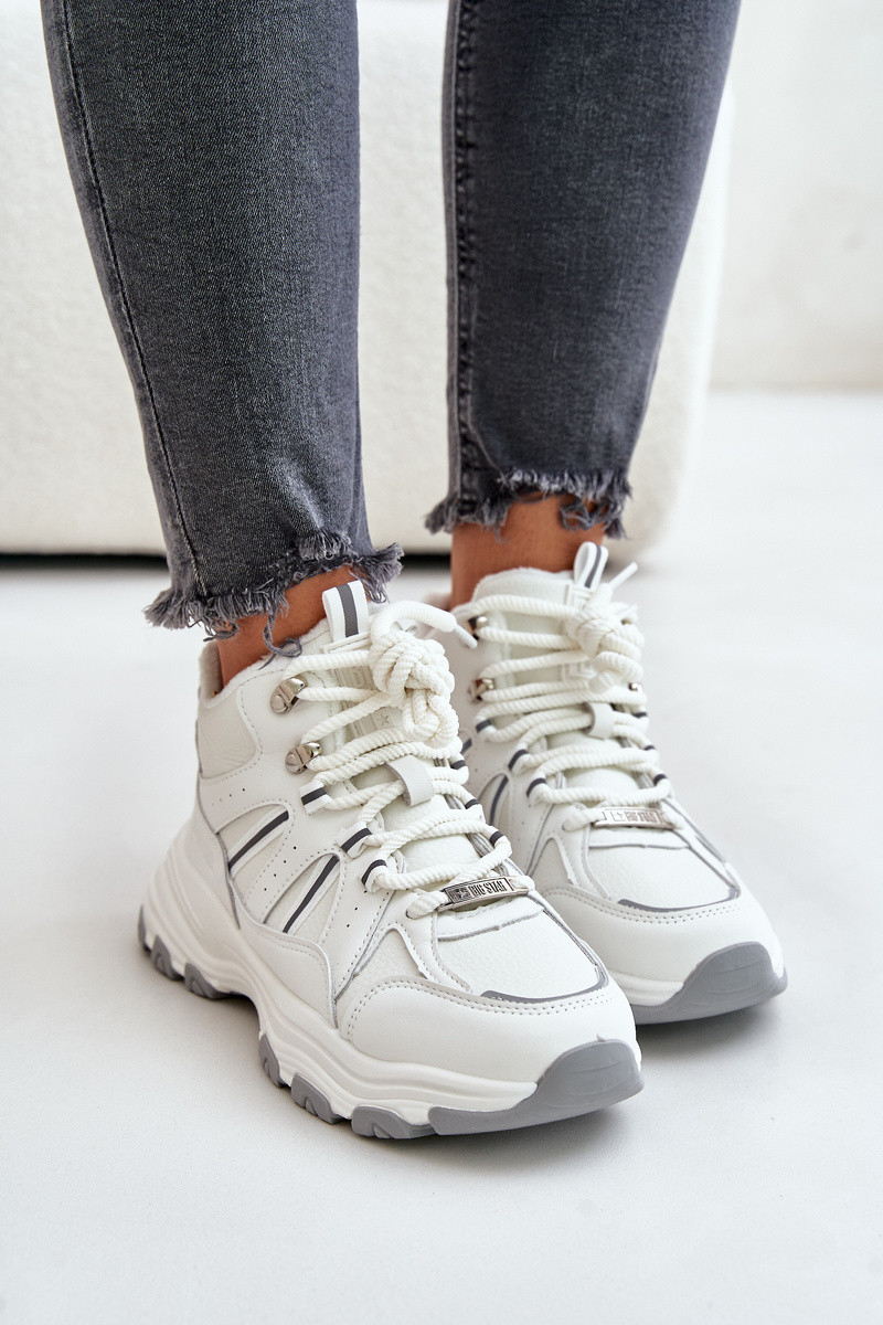 Biele zateplené dámske členkové tenisky BIG STAR - 36