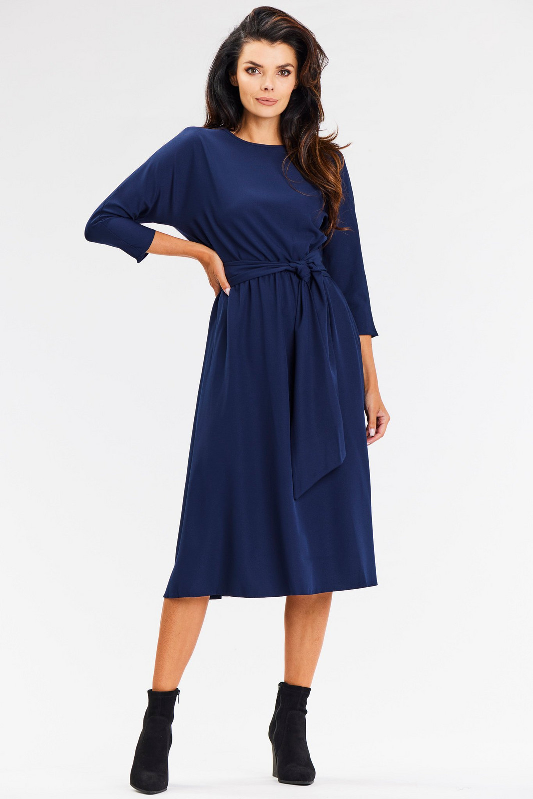 Awama Woman's Dress A662 Navy Blue