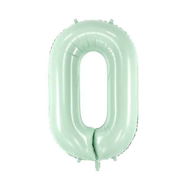 PartyDeco Fóliový balón narodeninové číslo 0 pastelovo-zelený 72 cm
