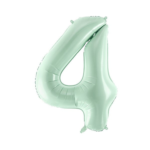 PartyDeco Fóliový balón narodeninové číslo 4 pastelovo-zelený 72 cm