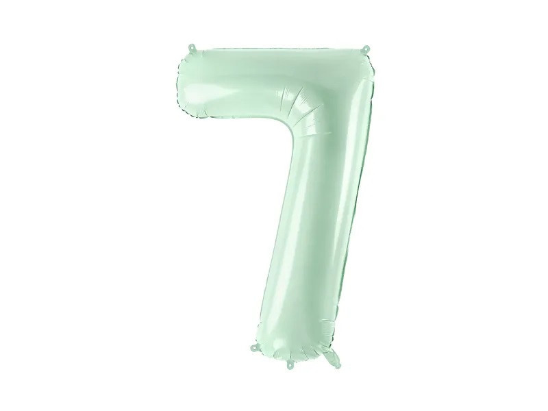 PartyDeco Fóliový balón narodeninové číslo 7 pastelovo-zelený 72 cm