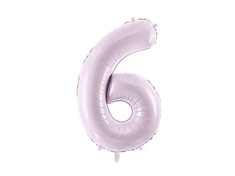 PartyDeco Fóliový balón narodeninové číslo 6 svetlofialový 72 cm