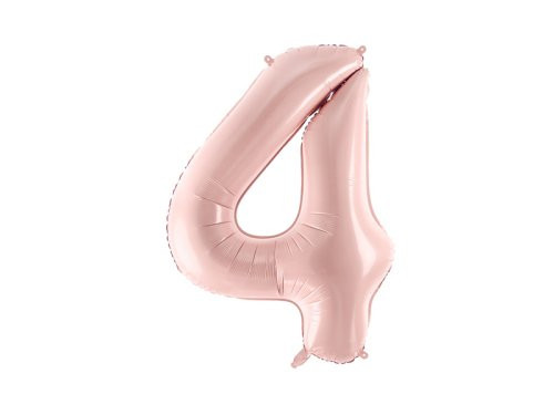PartyDeco Fóliový balón narodeninové číslo 4 svetloružový 72 cm