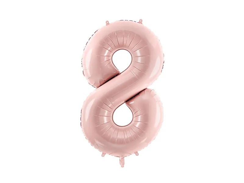 PartyDeco Fóliový balón narodeninové číslo 8 svetloružový 72 cm