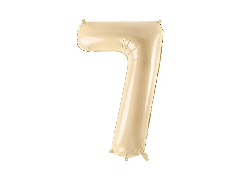 PartyDeco Fóliový balón narodeninové číslo 7 béžový 72 cm