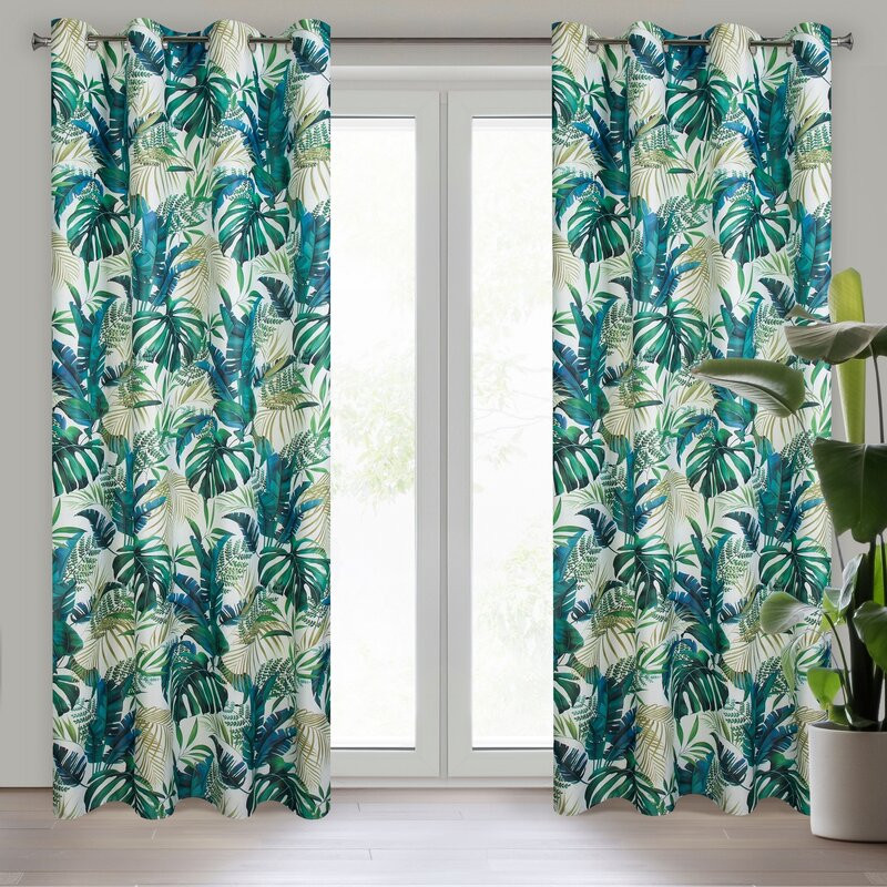 ArtFir Zatemňujúci záves NELLY K | biela/zelená 140 x 250 cm