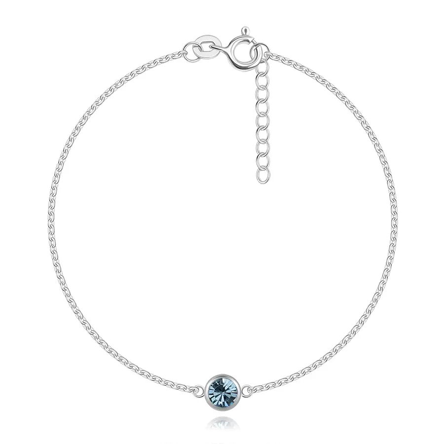 Náramok v striebre 925 - svetlomodrý krištáľ Swarovski, tenká retiazka