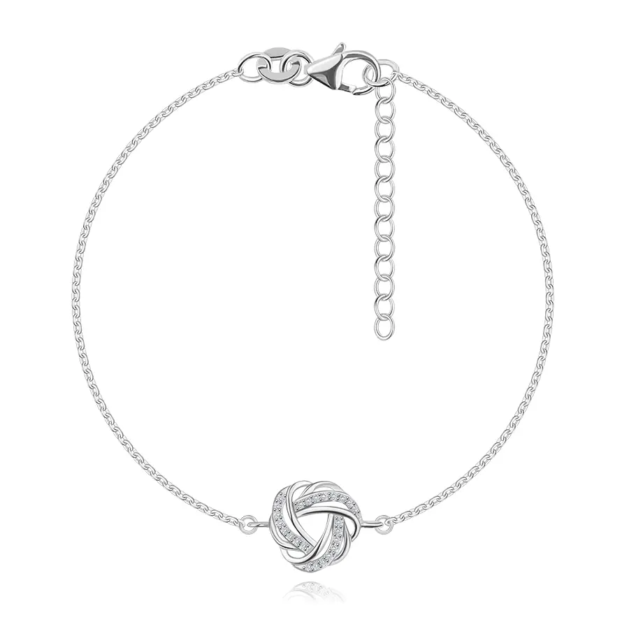 Náramok v 925 striebre - uzol s trojitým ramenom, číre zirkóny