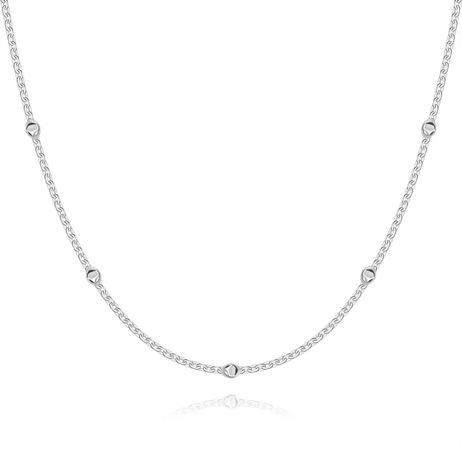 Strieborný 925 náhrdelník - zrezané guličky, tenké podlhovasté očká