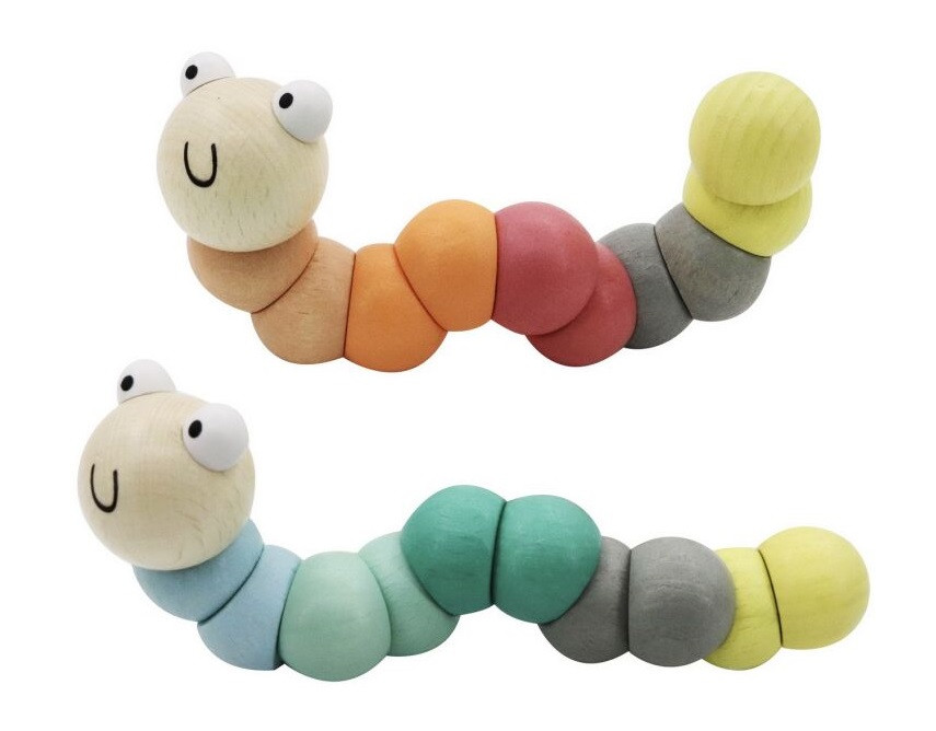 Kĺbová drevená húsenica 16 cm - náhodná