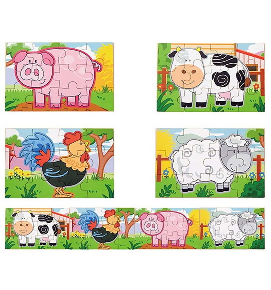 Viga Drevené puzzle farma 4obrázky