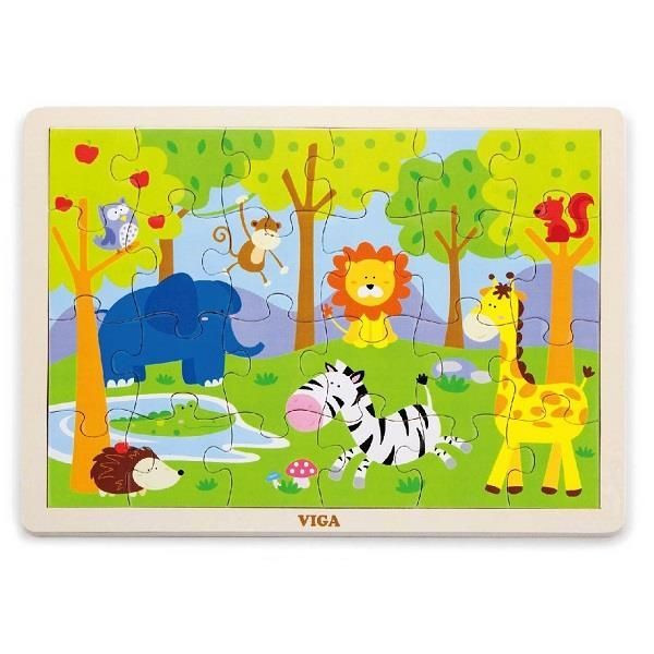 Viga Drevené puzzle Zoo 24ks