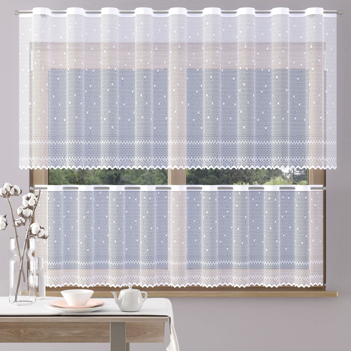 Záclona žakárová, Christina vitrážka metráž, biela 70 cm